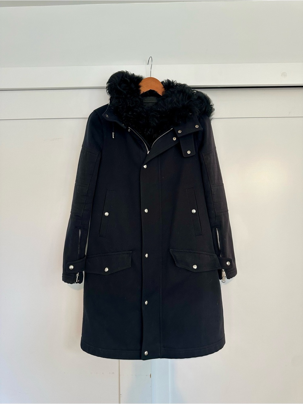 Diesel Black Gold Lamb Fur Lined, Hooded Parka - Size 38 (small)